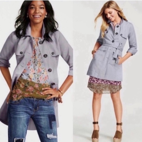 CAbi Jackets & Blazers - CAbi Blue/Gray Tanner Trench Coat Sz.M